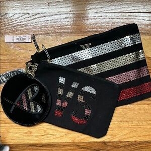 Victoria's Secret Black and Silver Cosmetic Bag Duo